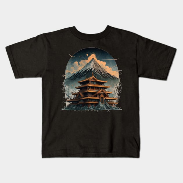 Temple japan Kids T-Shirt by Ridzdesign